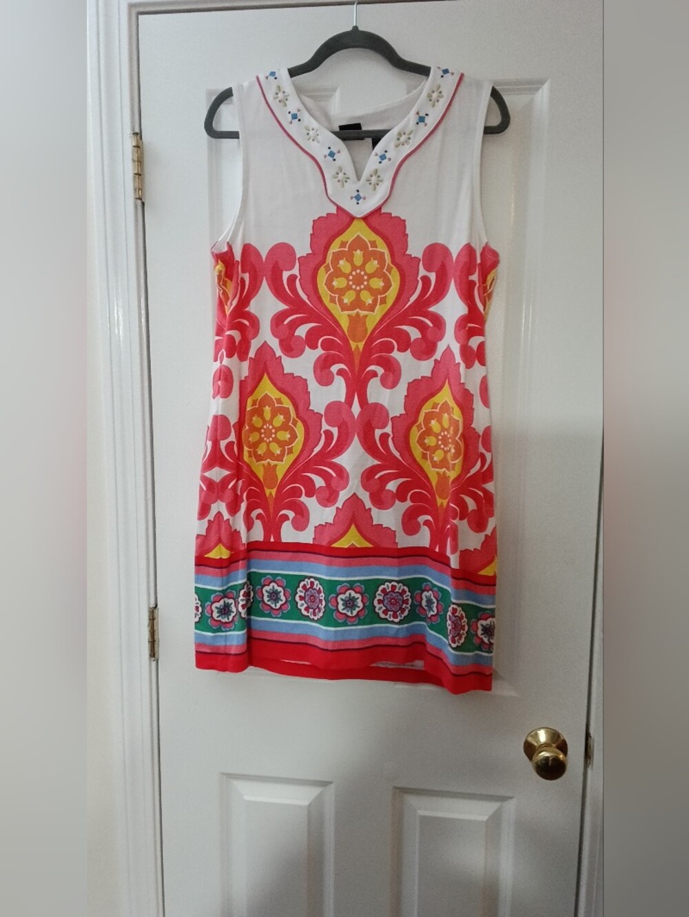 RAFAELLA Sleeveless Pink & Yellow Patterned Shift Dress SIZE LP/PG - Picture 4 of 8